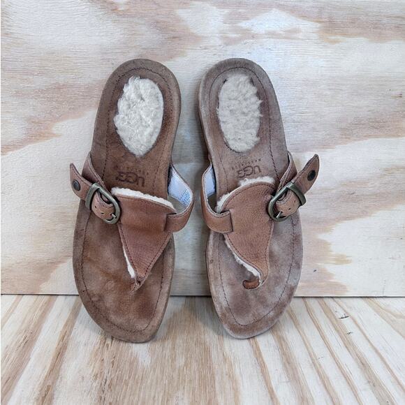 UGG Australia - Tan Sheepskin - Sandals - Brown - Women's - 7 - S/N 1686 - Picture 7 of 9